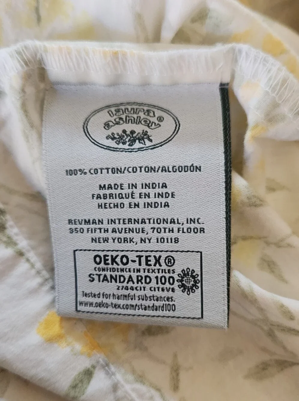 Queen Laura Ashley Yellow Floral Cotton Sheet Set - 4 Pieces 100% Cotton
